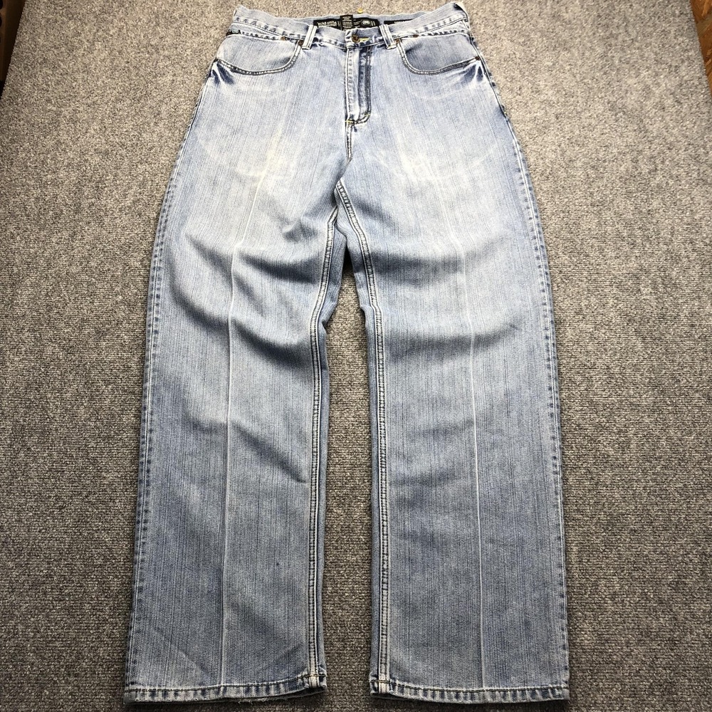 Ecko Unltd Jeans Mens 34x31 Light Wash Blue Baggy Wide Leg Relaxed Denim Pants